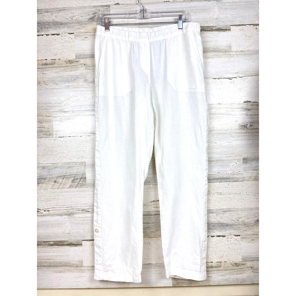 Pure Jill J. Jill Womens M White 100% Linen Ankle Pants Lightweight Casual Chic